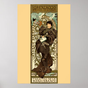 Póster Teatro Art Nouveau vintage anuncio de Mucha