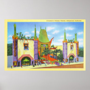 Póster Teatro chino de vintage Grauman