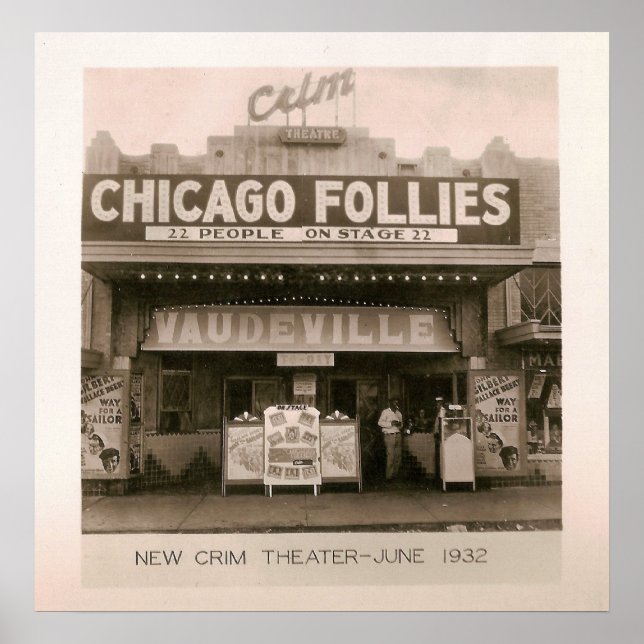 Póster Teatro Crim, Vaudeville, Kilgore, TX 1931 / 32 (Frente)