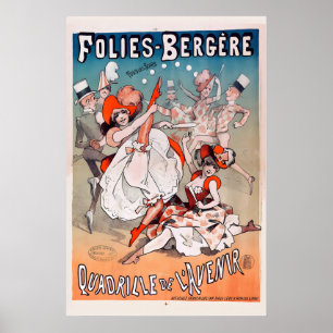 Póster Teatro de Cabaret Folies Bergère París Francia Bal
