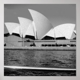 Póster Teatro de la ópera de Sydney en blanco y negro