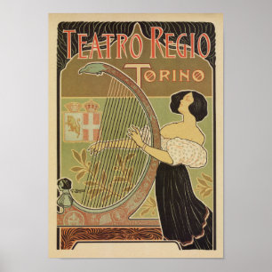Póster Teatro de la ópera real Turín Torino del nouveau