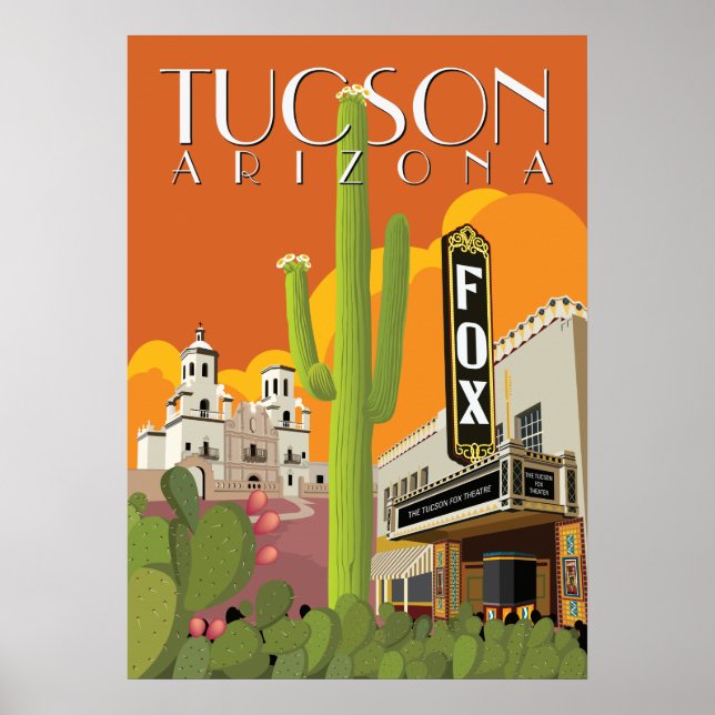 Póster Teatro Fox de 28 "x20" - Tucson, Arizona (Frente)