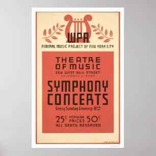 Póster Teatro New York Music 1940 WPA