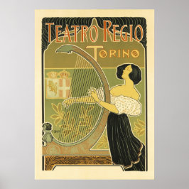 Póster Teatro Regio Vintage Art Nouveau
