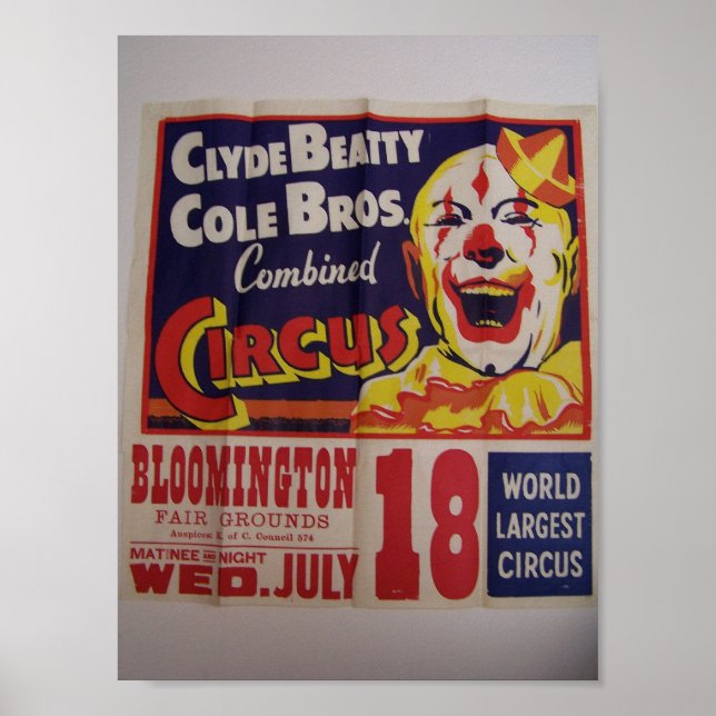 Póster Teatro retro "Clyde Beatty y Cole Bros" (Frente)