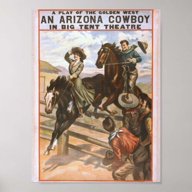 Póster Teatro retro de cowboy de Arizona (Frente)