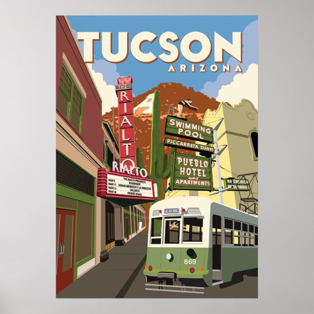 Póster Teatro Rialto de 28"x20" - Tucson, Arizona (Frente)