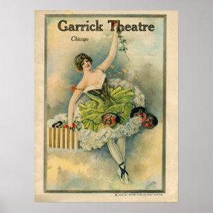 Póster Teatro Thespian Garrick Chicago 1910