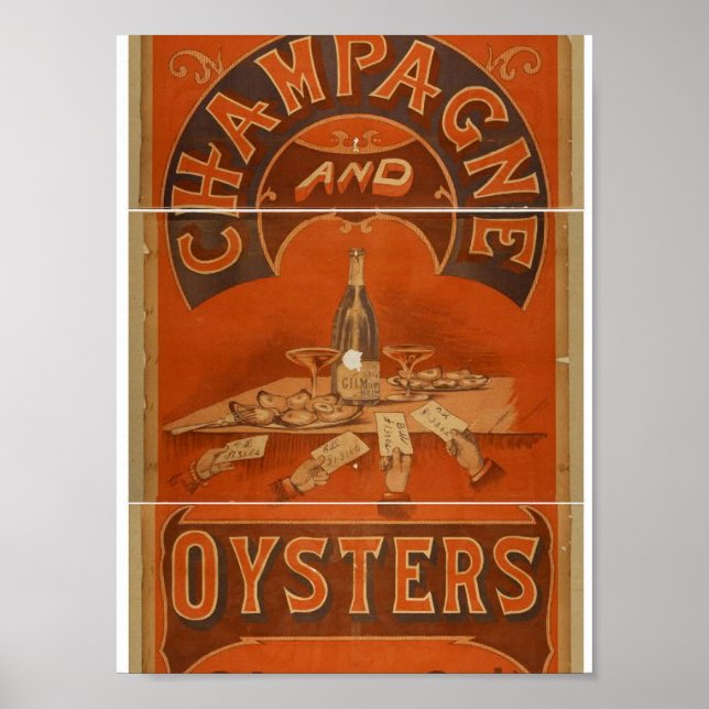 Póster Teatro vintage de Champagne y Oysters (Frente)
