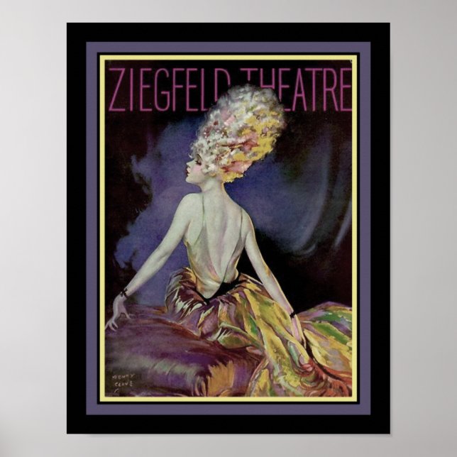 Póster Teatro Ziegfeld de los años 20, por Henry Clive (Frente)