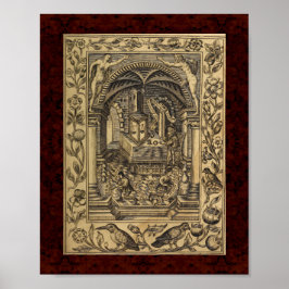 Póster Teatrum Chemicum: Ilustracion de alquimia 1652