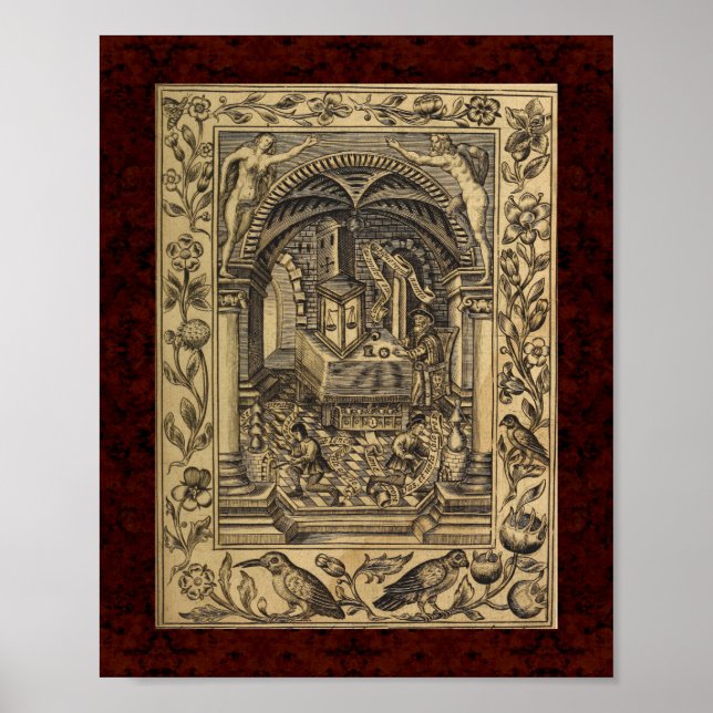 Póster Teatrum Chemicum: Ilustracion de alquimia 1652 (Frente)