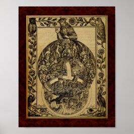 Póster Teatrum Chemicum: Ilustracion de alquimia 1652