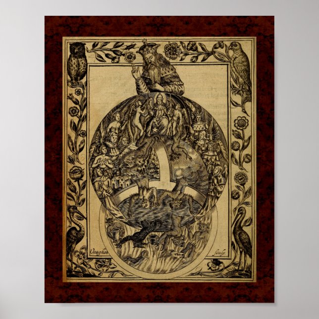 Póster Teatrum Chemicum: Ilustracion de alquimia 1652 (Frente)