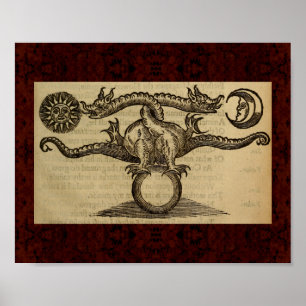 Póster Teatrum Chemicum: Ilustracion de alquimia 1652