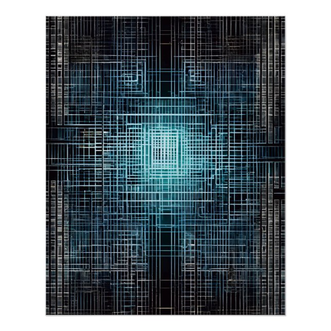 Póster Tech Grid: Arte Digital Sleek (Anverso)