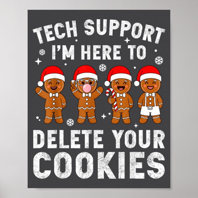 Póster Tech Suprt Christmas Cookies Women Men Funny Chris (Frente)