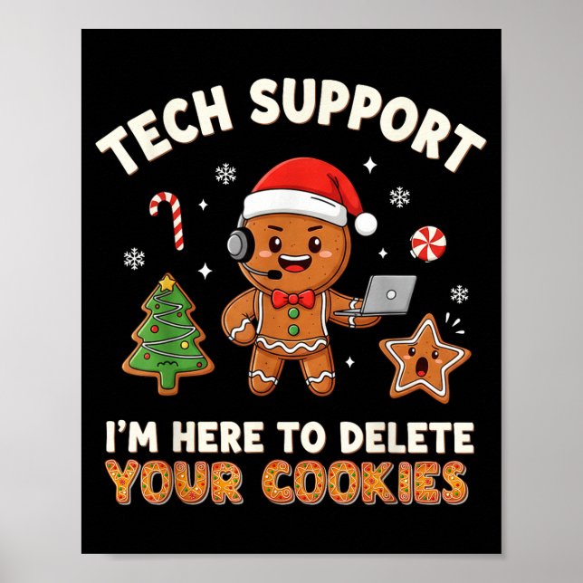 Póster Tech Suprt Christmas Cookies Women Men Funny Chris (Frente)