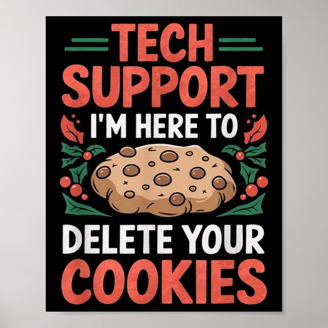 Póster Tech Suprt Christmas Helpdesk Computer Geek Cookie (Frente)