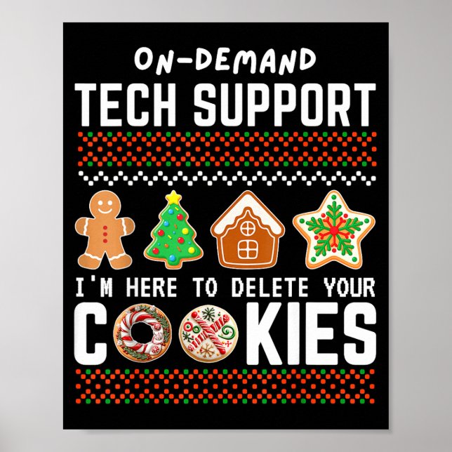 Póster Tech Suprt Delete Cookies Funny Design Christmas P (Frente)