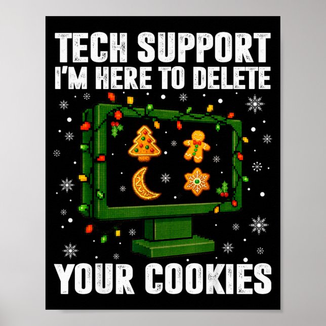 Póster Tech Suprt Delete Your Cookies Men Ugly Christmas  (Frente)