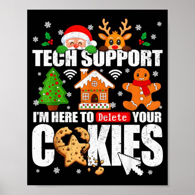 Póster Tech Suprt Delete Your Cookies Men Ugly Christmas  (Frente)