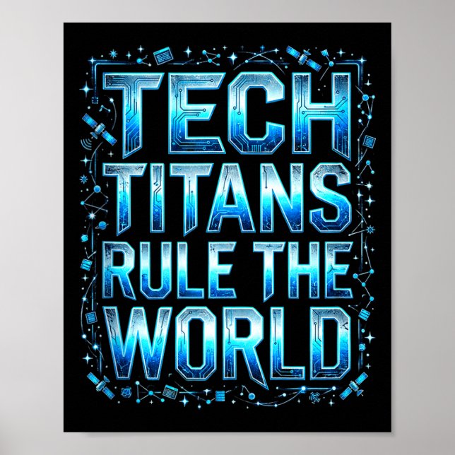 Póster Tech Titans Rule Funny Big Technology Satire Wer G (Frente)