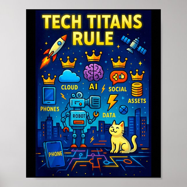 Póster Tech Titans Rule Funny Big Technology Satire Wer G (Frente)