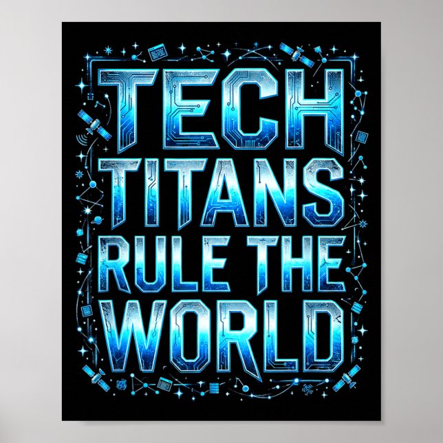Póster Tech Titans Rule Funny Big Technology Satire Wer G (Frente)