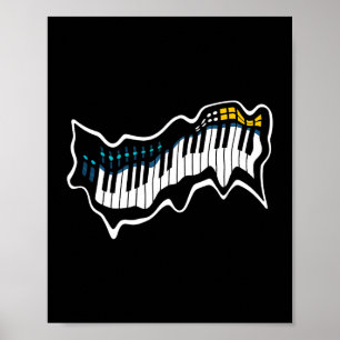 Póster Techno Piano Funny EDM Music Rave Fiesta Raver Mus