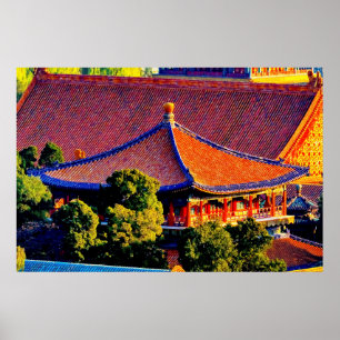 Póster Techo azul del pabellón  Ciudad prohibida