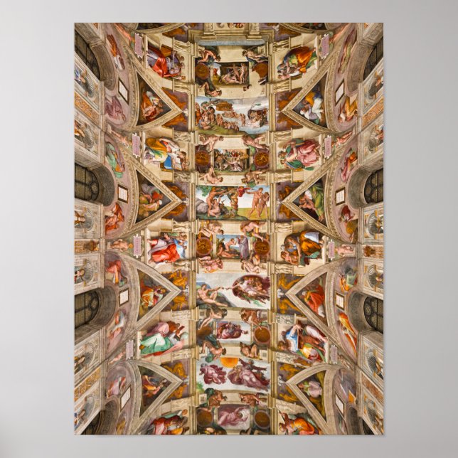 Póster Techo de la Capilla Sixtina, 1512, de Michelangelo (Frente)