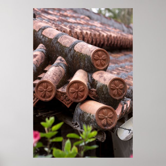 Póster Techo de tejas de casa okinawense (Frente)