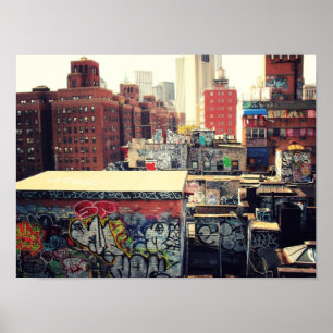 Póster Techos de Nueva York cubiertos de graffiti, pequeñ