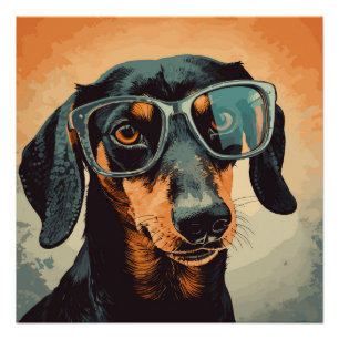Póster Teckel con gafas