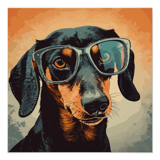 Póster Teckel con gafas (Anverso)