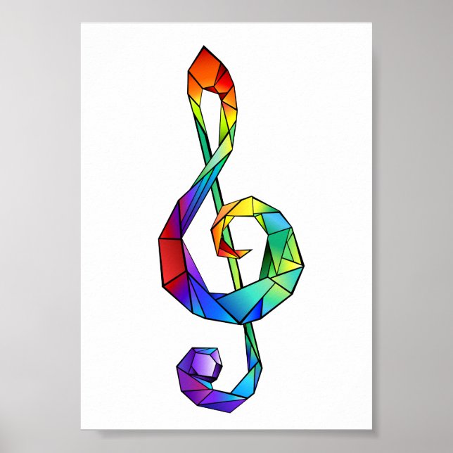 Póster Tecla musical arcoiris tremendo clef (Frente)