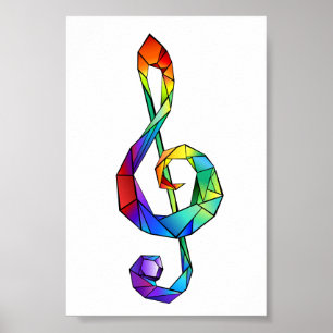 Póster Tecla musical arcoiris tremendo clef