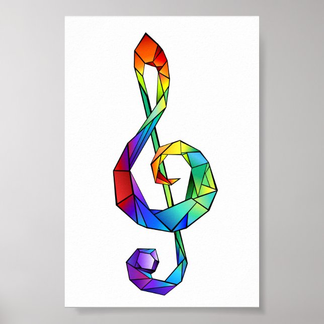 Póster Tecla musical arcoiris tremendo clef (Frente)