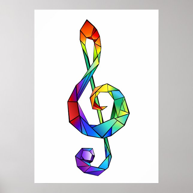 Póster Tecla musical arcoiris tremendo clef (Frente)