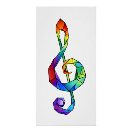 Póster Tecla musical arcoiris tremendo clef