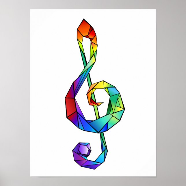 Póster Tecla musical arcoiris tremendo clef (Frente)