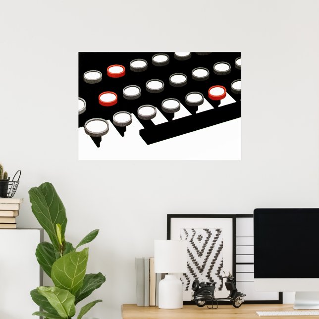 Póster Teclado de máquina de escribir antiguo de moda par (Oficina en casa)