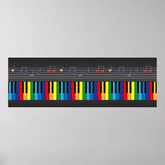 Póster Teclado de piano colorido (Frente)