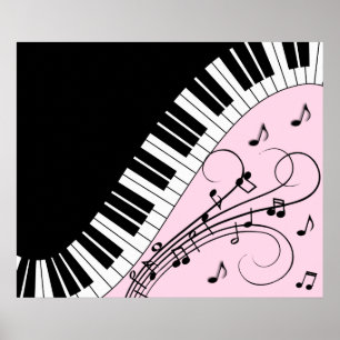 Póster Teclado de piano negro y blanco Diseño de música r