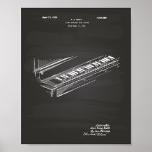 Teclado Piano 1925 Patent Art Chalkboard