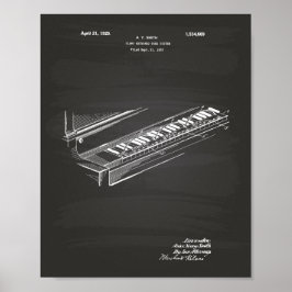 Póster Teclado Piano 1925 Patent Art Chalkboard