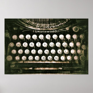 Póster Teclado Rústico de máquina de escribir de Qwerty