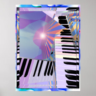 Póster Teclados abstractos y rayas